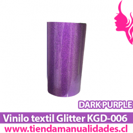 KDG-006_Vinilo Textil Glitter Dark Purple ( 1 m de largo x 25 cm ancho )