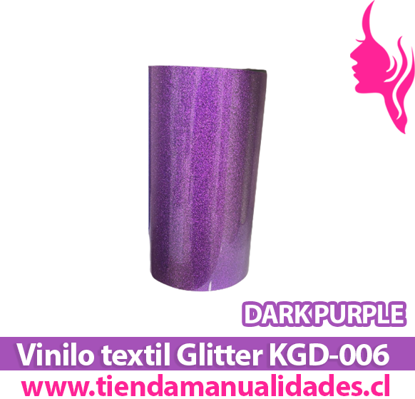 KDG-006_Vinilo Textil Glitter Dark Purple ( 1 m de largo x 25 cm ancho )