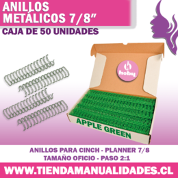 AP 02 Anillos Metálicos APPLE GREEN para Planners - 50 Unidades - HOBY