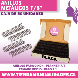 AP 03 Anillos Metálicos BLACK para Planners - 50 Unidades - HOBY
