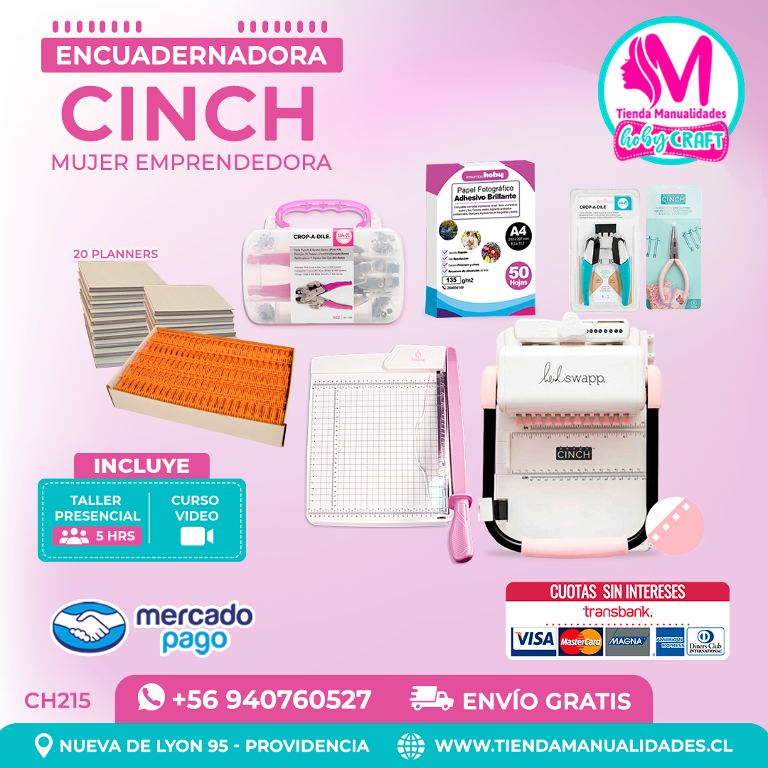 CH215 Cinch rosada + Curso Video + Taller presencial - Envío Gratis - Entrega Inmediata
