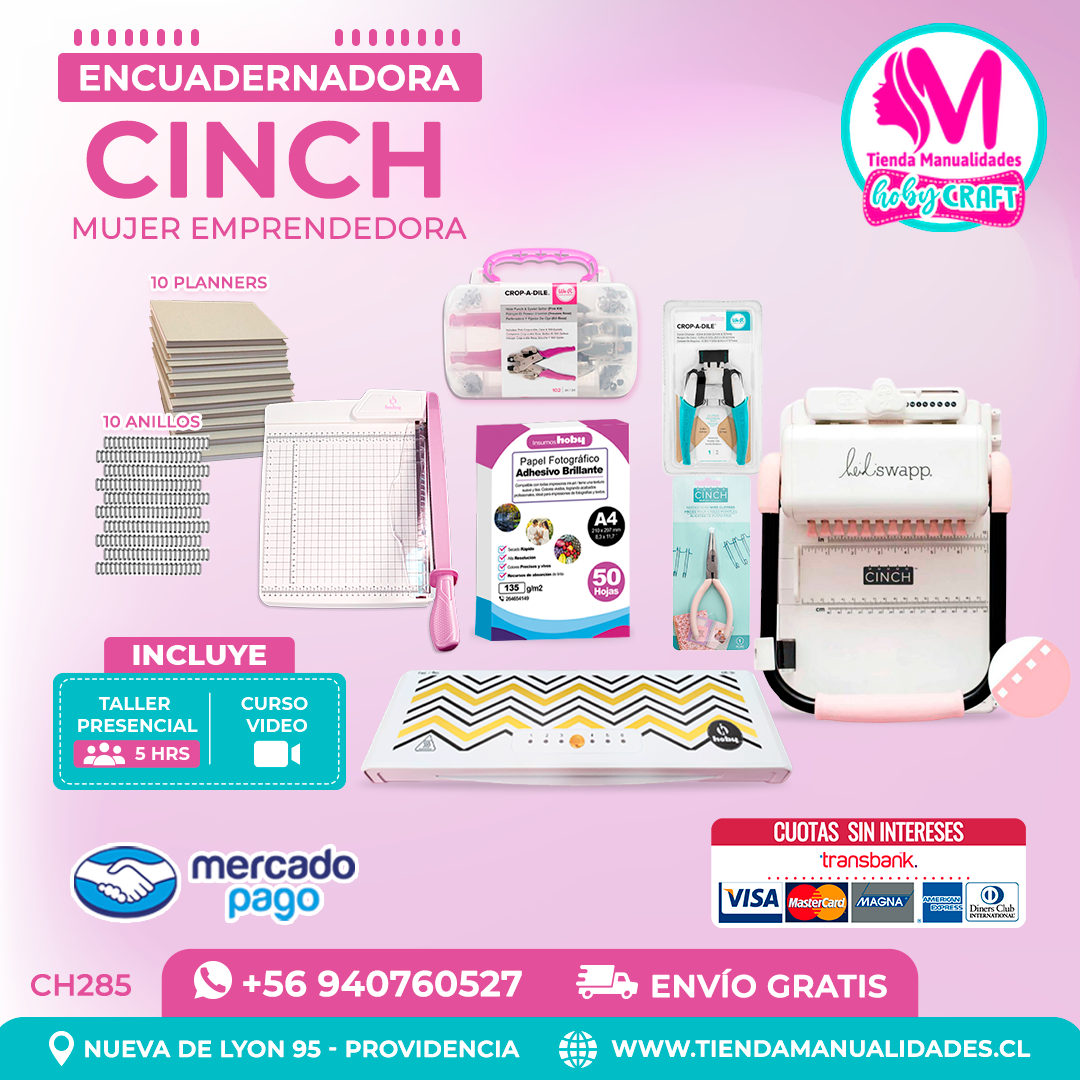 CH285 Cinch rosada + Curso Video + Taller presencial - Envío Gratis - Entrega Inmediata
