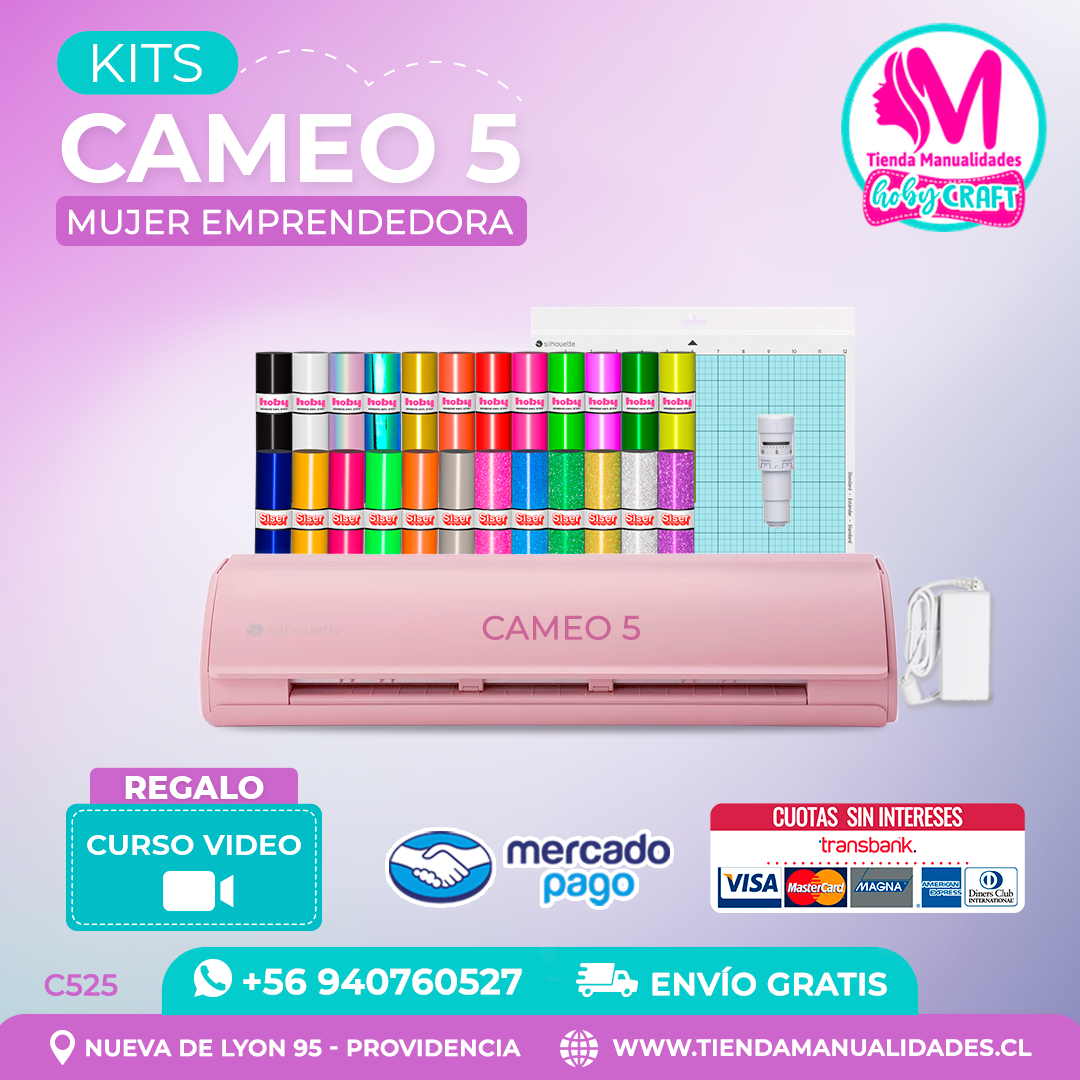 C525 Kit Silhouette Cameo 5 rosada + Envío gratis - Entrega inmediata