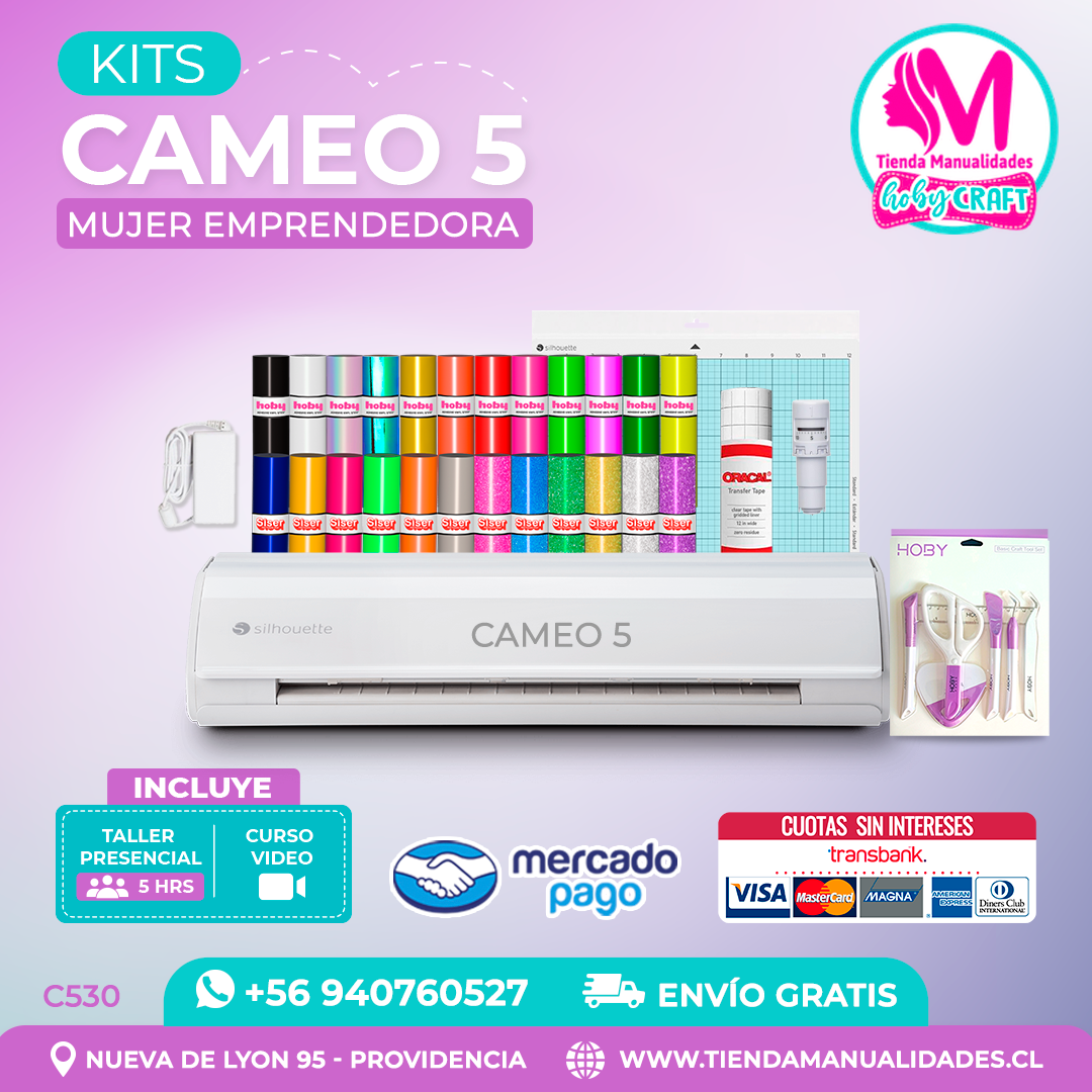 C530 Kit Silhouette Cameo 5 blanca + Taller presencial + Envío gratis - Entrega inmediata