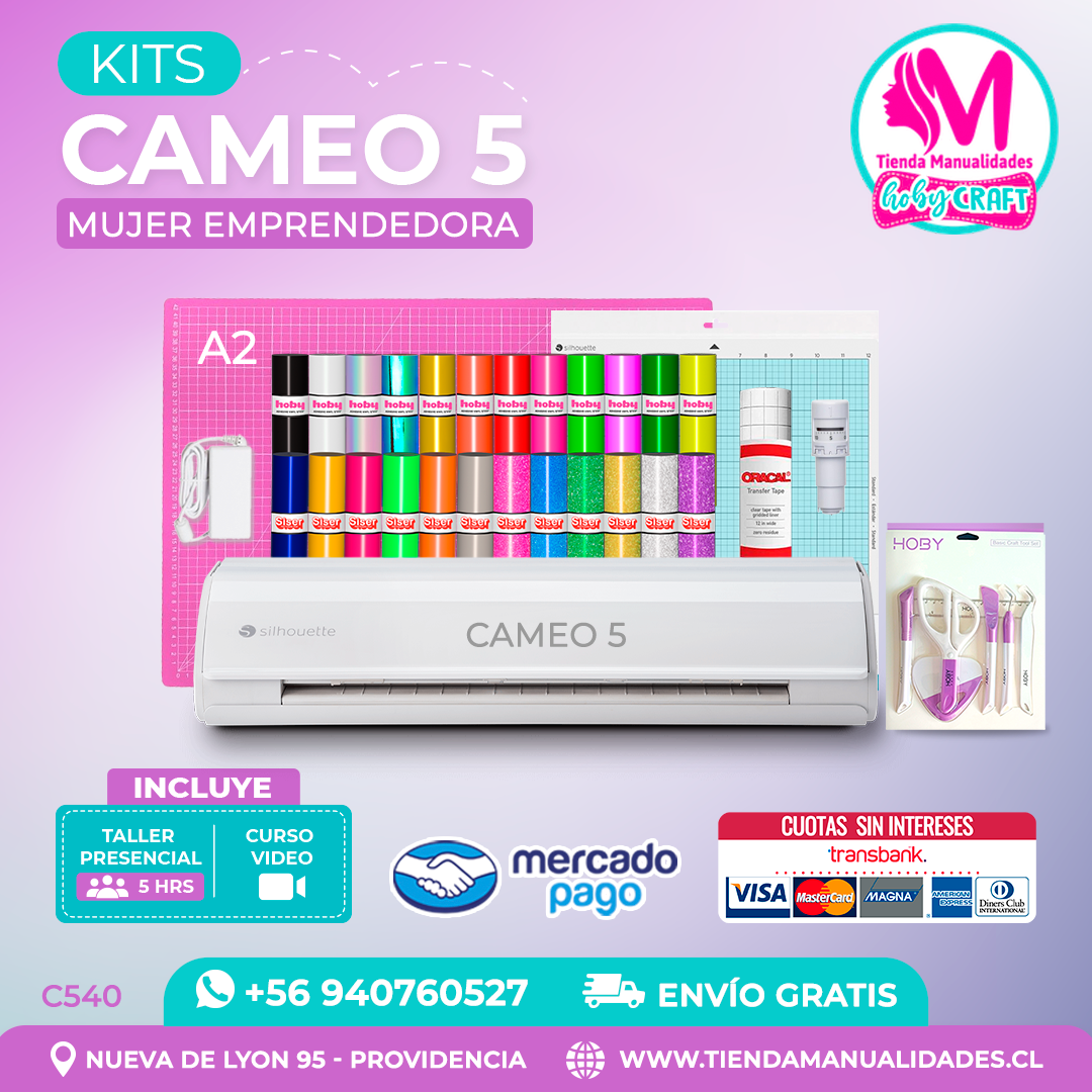 C540 Kit Silhouette Cameo 5 blanca + Taller presencial + Envío gratis - Entrega inmediata