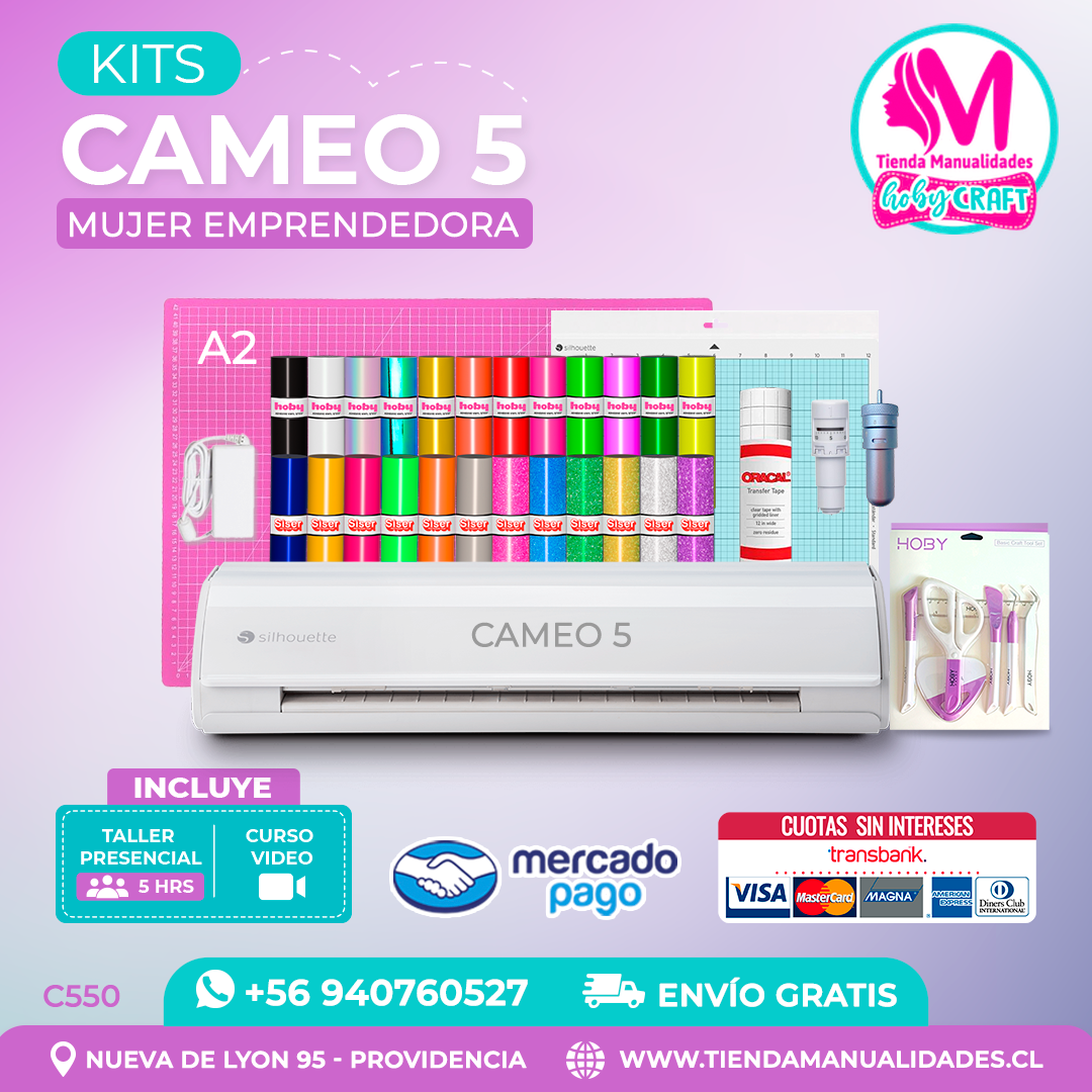 C550 Kit Silhouette Cameo 5 blanca + Taller presencial + Envío gratis - Entrega inmediata