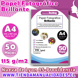 AIP-01 PAPEL FOTOGRÁFICO GLOSSY 115 gr / A4 - 50 Hojas - ENTREGA INMEDIATA