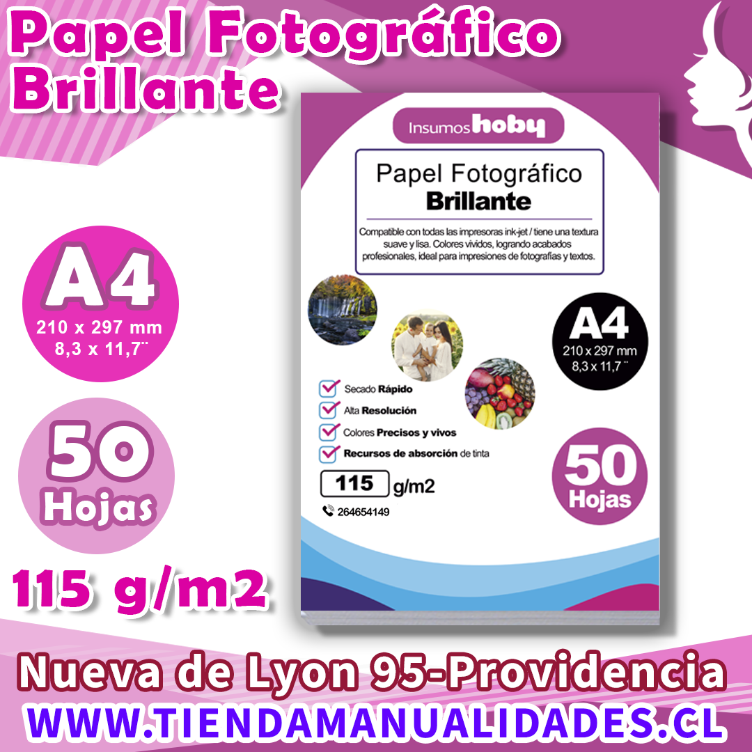AIP-01 PAPEL FOTOGRÁFICO GLOSSY 115 gr / A4 - 50 Hojas - ENTREGA INMEDIATA
