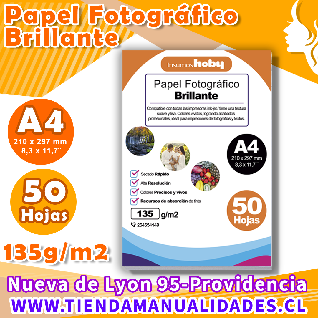 AIP-02 PAPEL FOTOGRÁFICO GLOSSY 135 gr / A4 - 50 Hojas - ENTREGA INMEDIATA