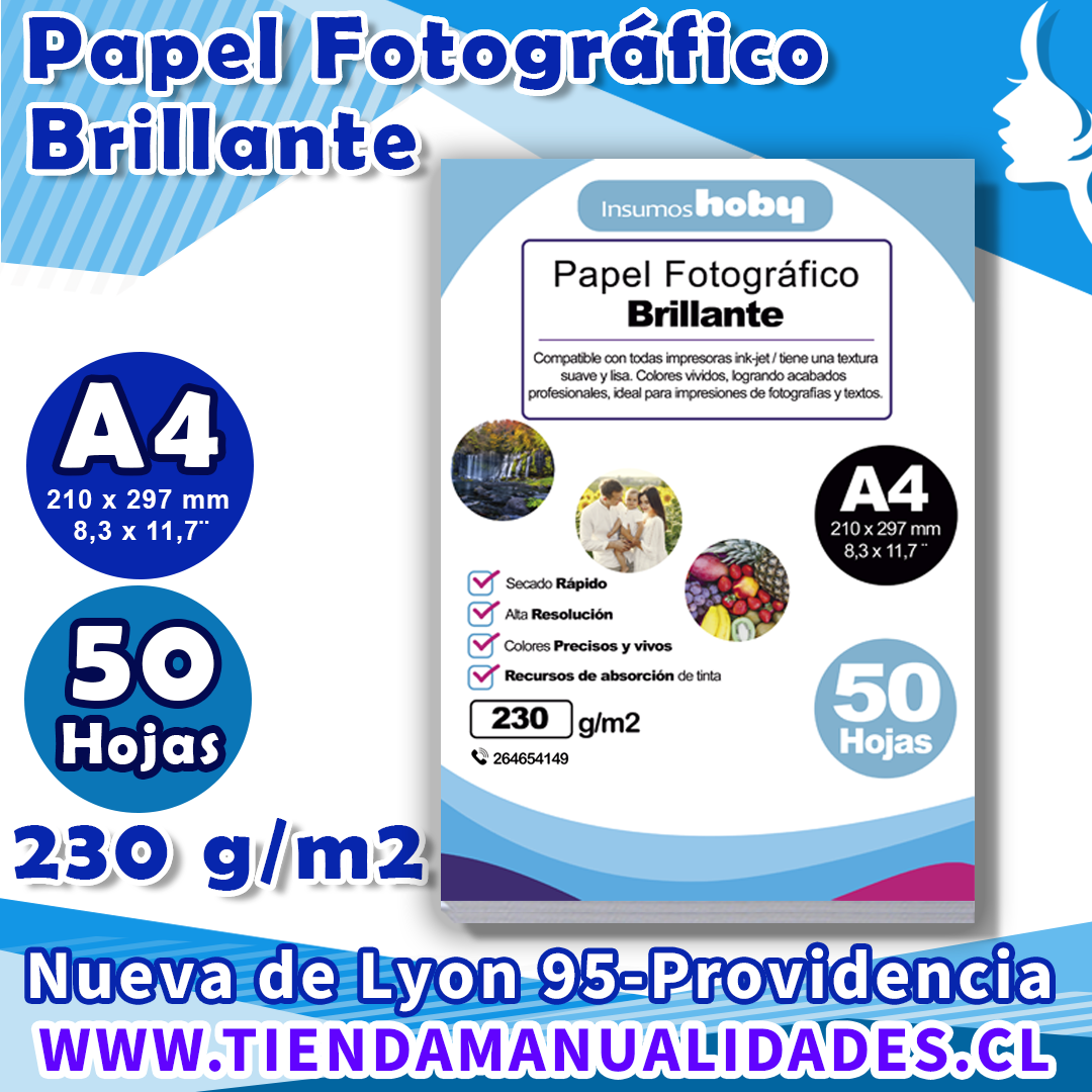 AIP-03 PAPEL FOTOGRÁFICO GLOSSY 230 gr / A4 - 50 Hojas - ENTREGA INMEDIATA