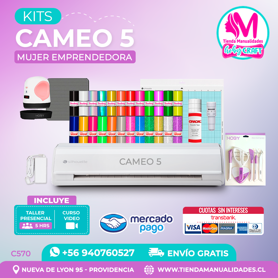 C570 Kit Silhouette Cameo 5 blanca + Taller presencial + Envío gratis - Entrega inmediata