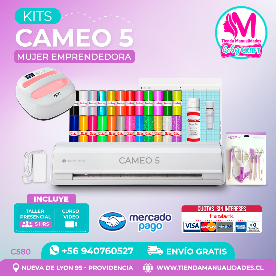 C580 Kit Silhouette Cameo 5 blanca + Taller presencial + Envío gratis - Entrega inmediata