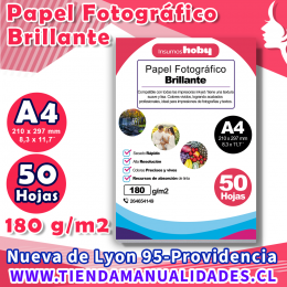 AIP-04 PAPEL FOTOGRÁFICO GLOSSY 180 gr / A4 - 50 Hojas - ENTREGA INMEDIATA