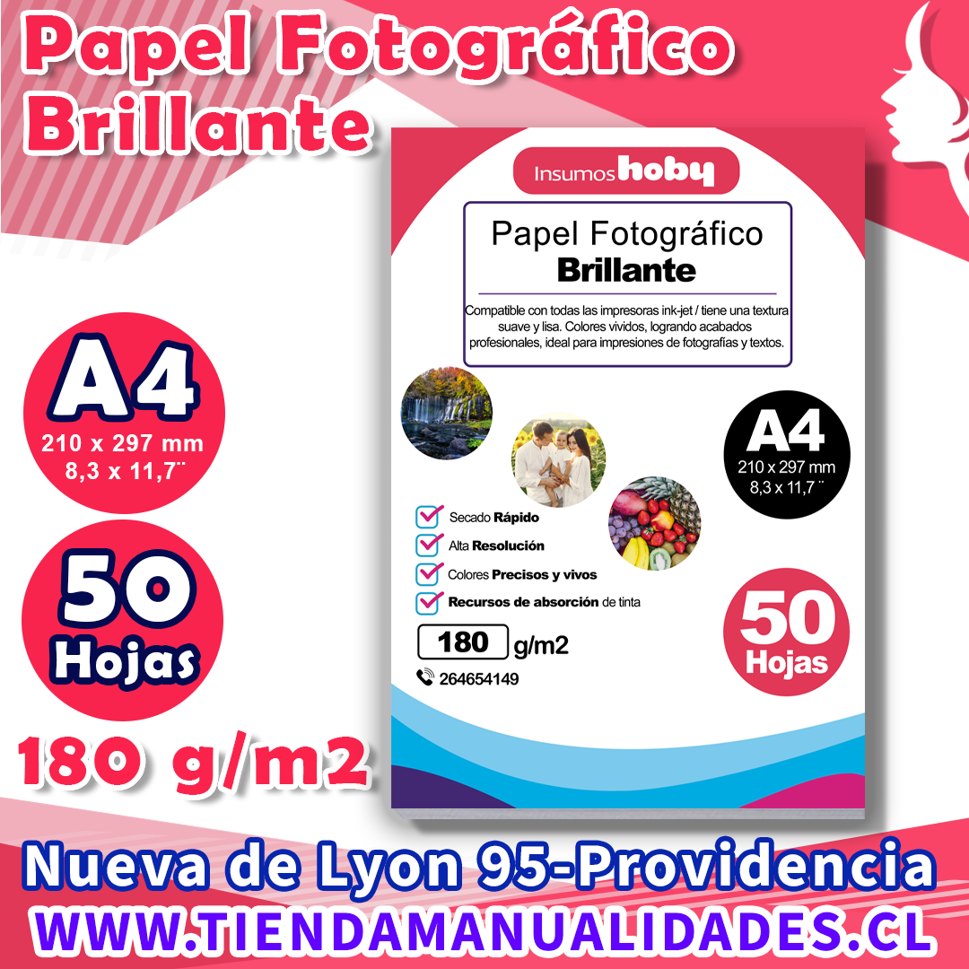 AIP-04 PAPEL FOTOGRÁFICO GLOSSY 180 gr / A4 - 50 Hojas - ENTREGA INMEDIATA