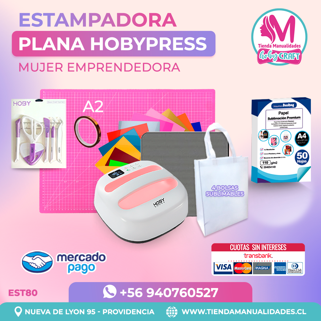 EST80 Kit Estampadora HobyPress Pink 24x24 cms - Envío gratis - Entrega Inmediata