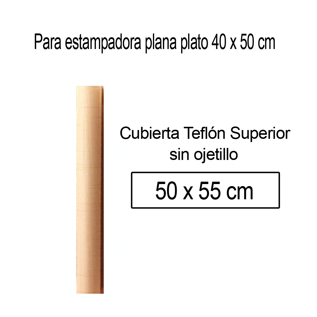 PTFE Teflón sin Ojetillos- Cubierta Superior de 50 x 55 cm, para uso estampadora de calor