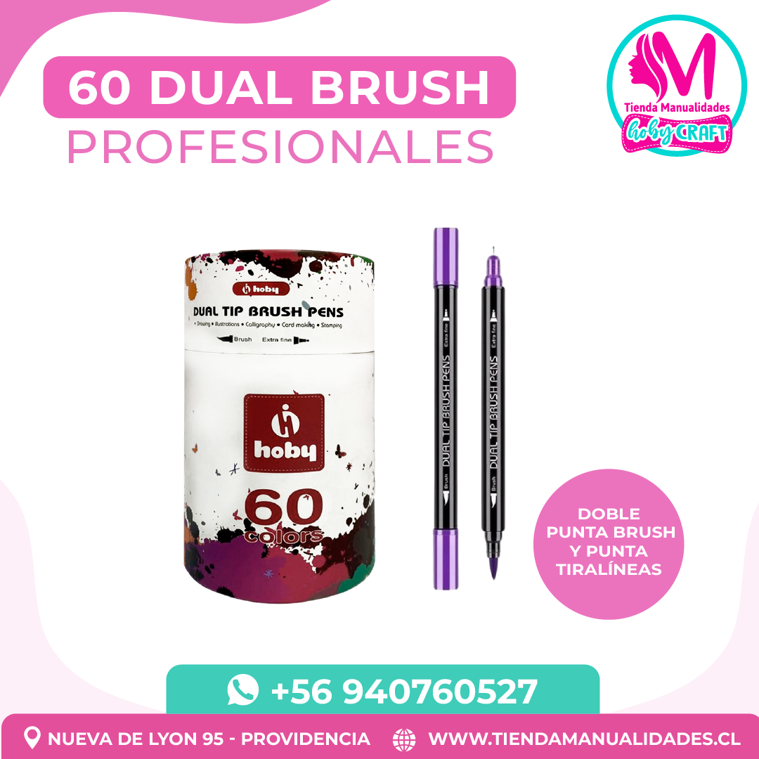 AMH 04-MARCADORES DUAL BRUSH PROFESIONALES - 60 UNIDADES HOBY - ENTREGA INMEDIATA