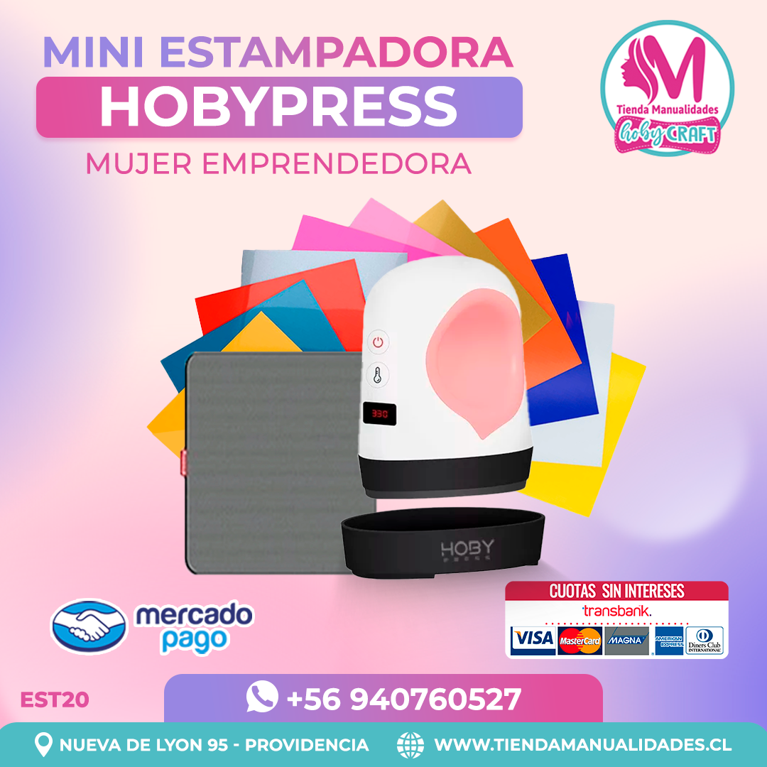 EST20 Kit Estampadora Mini HobyPress Rosa - Envío gratis - Entrega Inmediata