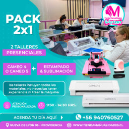 0070 Pack 2 Talleres Presenciales: CAMEO 4 o CAMEO 5 + ESTAMPADO Y SUBLIMACIÓN - NUEVA DE LYON 95