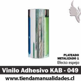 KAB-049 Vinilo Adhesivo Decorativo Plateado Metalizado Efecto Espejo Premium (30cm x 1m largo)