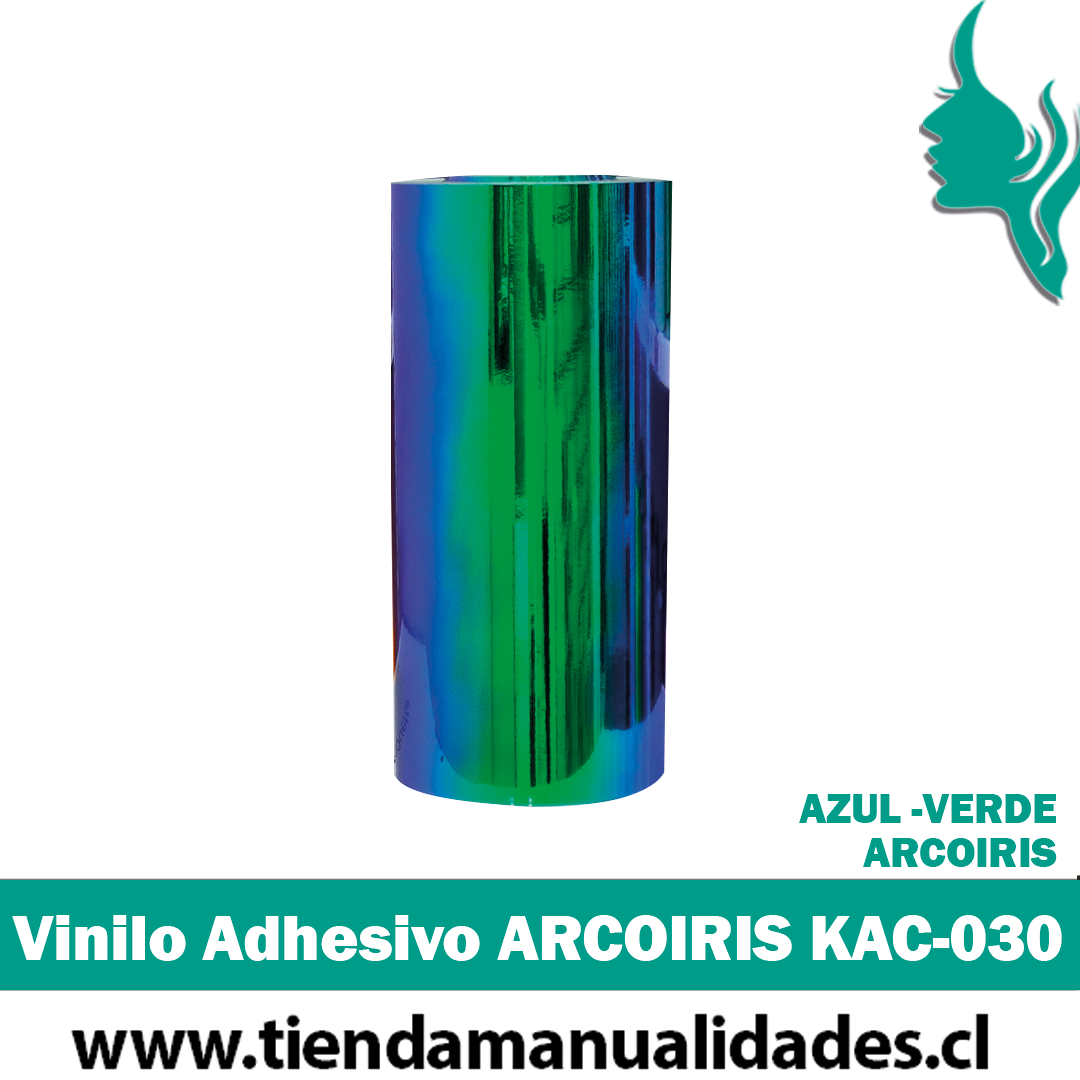 KAC-030 Vinilo Adhesivo Decorativo ARCOIRIS AZUL-VERDE Premium (30cm x 1m largo)