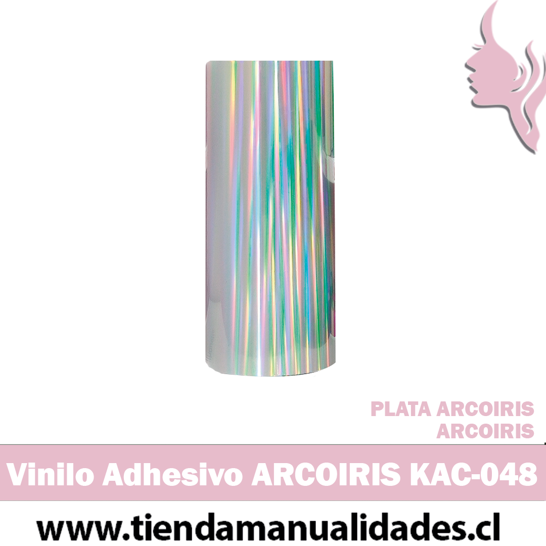 KAB-048 Vinilo Adhesivo Decorativo ARCOIRIS PLATA Premium (30cm x 1m largo)