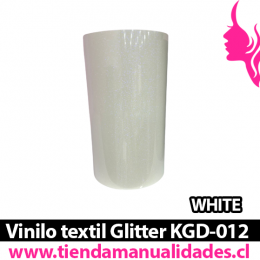 KDG-012_Vinilo Textil Glitter White ( 1 m de largo x 25 cm ancho )