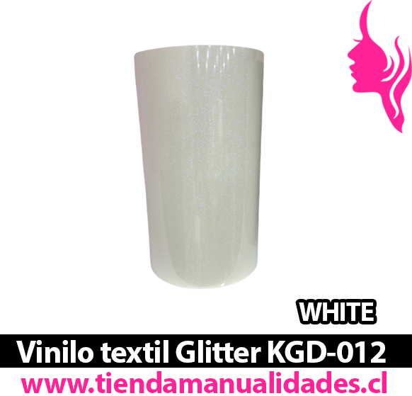 KDG-012_Vinilo Textil Glitter White ( 1 m de largo x 25 cm ancho )