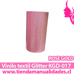 KDG-017_Vinilo Textil Glitter Rose Gold ( 1 m de largo x 25 cm ancho )