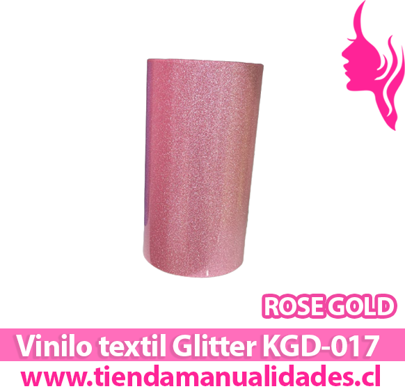 KDG-017_Vinilo Textil Glitter Rose Gold ( 1 m de largo x 25 cm ancho )