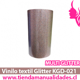 KDG-021_Vinilo Textil Glitter Multi Glitter ( 1 m de largo x 25 cm ancho )