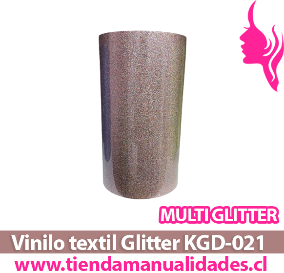 KDG-021_Vinilo Textil Glitter Multi Glitter ( 1 m de largo x 25 cm ancho )