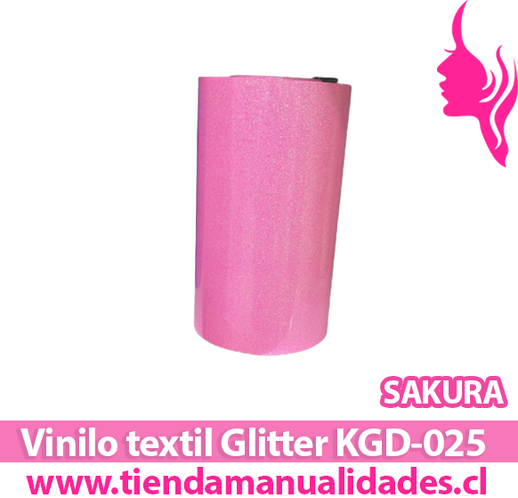 KDG-025_Vinilo Textil Glitter Sakura ( 1 m de largo x 25 cm ancho )