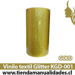 KDG-001_Vinilo Textil Glitter Gold ( 1 m de largo x 25 cm ancho )