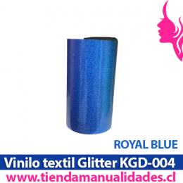 KDG-004_Vinilo Textil Glitter Royal Blue   ( 1 m de largo x 25 cm ancho )