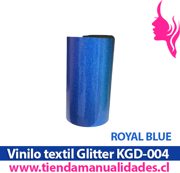 KDG-004_Vinilo Textil Glitter Royal Blue ( 1 m de largo x 25 cm ancho )