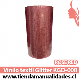 KDG-008_Vinilo Textil Rose Red ( 1 m de largo x 25 cm ancho )
