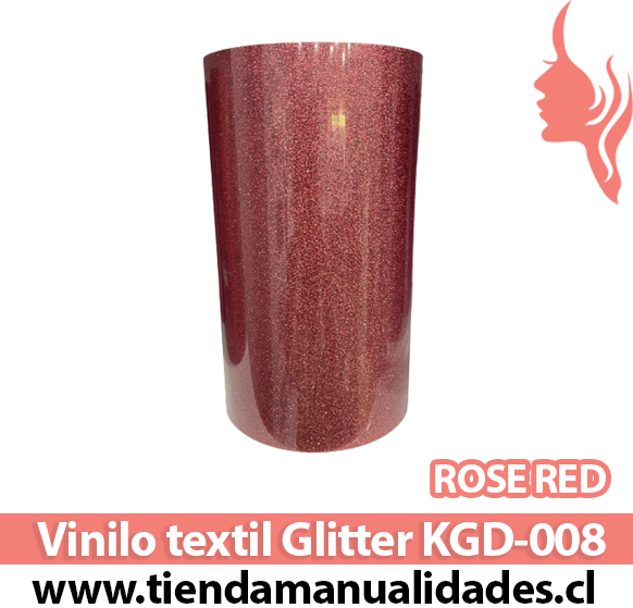 KDG-008_Vinilo Textil Rose Red ( 1 m de largo x 25 cm ancho )