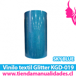 KDG-019_Vinilo Textil Sky Blue ( 1 m de largo x 25 cm ancho )