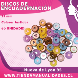 SET DISCOS DE ENCUADERNACIÓN 23 MM - COLORES SURTIDOS - ENTREGA INMEDIATA