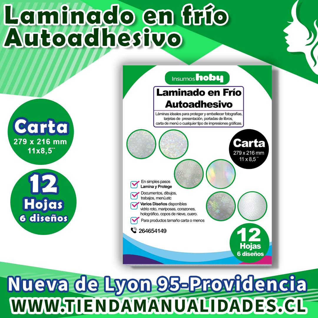 AIP2-07 LAMINADO EN FRÍO AUTOADHESIVO /CARTA – 12 HOJAS 6 DISEÑOS – ENTREGA INMEDIATA