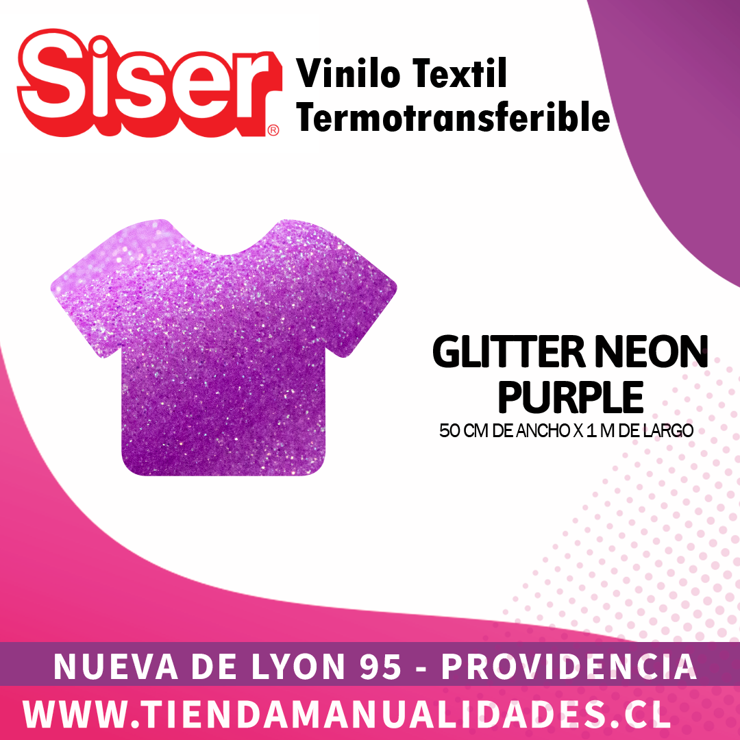 01 _Vinilo Textil SISER / GLITTER NEON PURPLE ( 50 CM X 1 M )