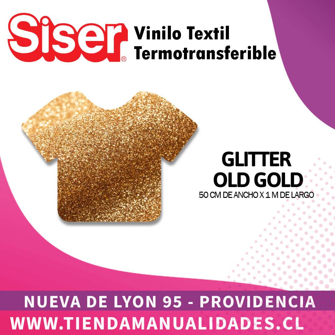 08 _Vinilo Textil SISER / GLITTER OLD GOLD ( 50 CM X 1 M )