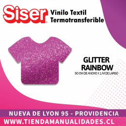 03 _Vinilo Textil SISER / GLITTER RAINBOW ( 50 CM X 1 M )