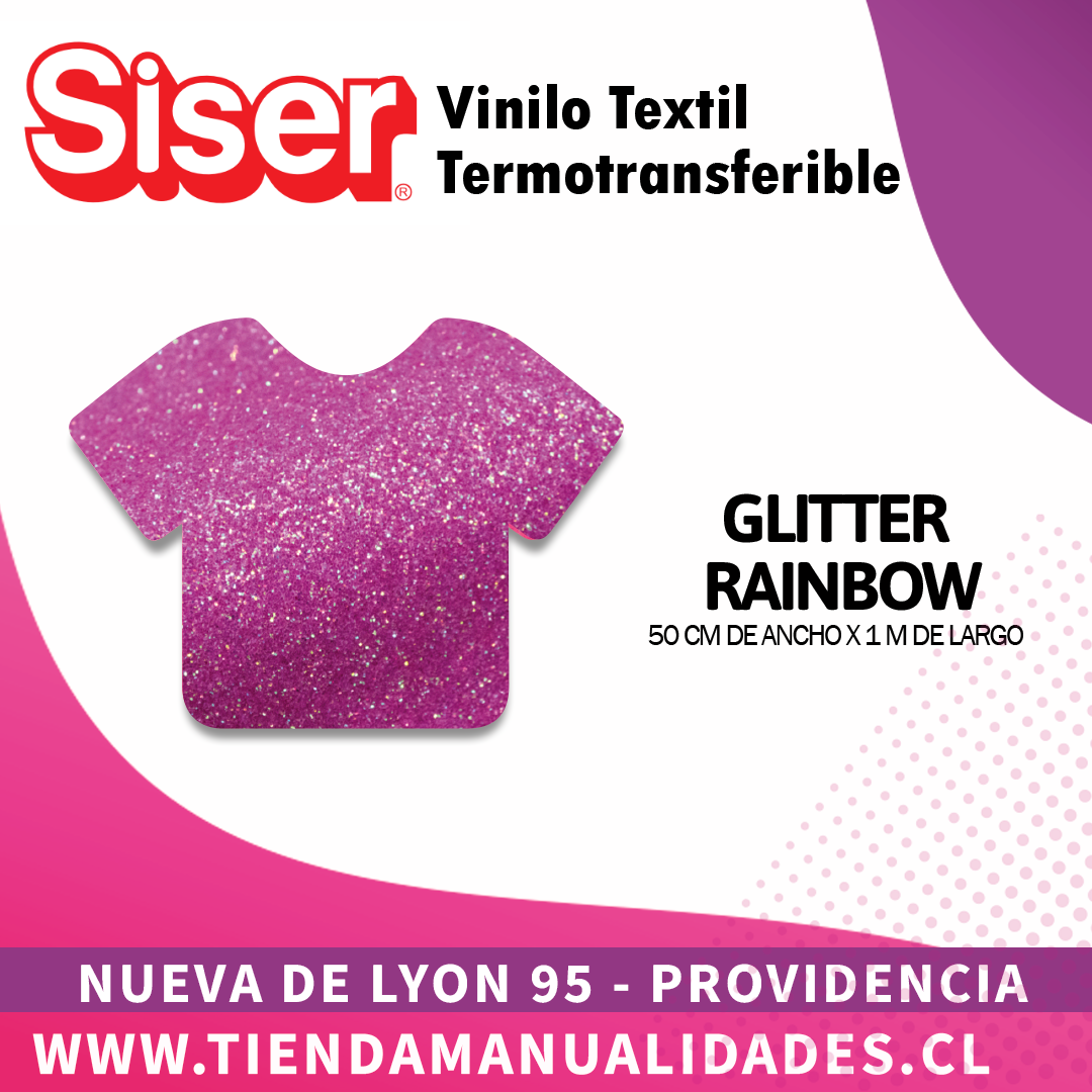 03 _Vinilo Textil SISER / GLITTER RAINBOW ( 50 CM X 1 M )