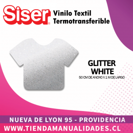 04 _Vinilo Textil SISER / GLITTER WHITE ( 50 CM X 1 M )
