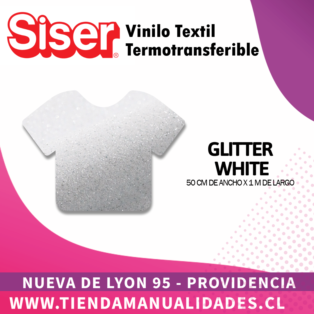04 _Vinilo Textil SISER / GLITTER WHITE ( 50 CM X 1 M )