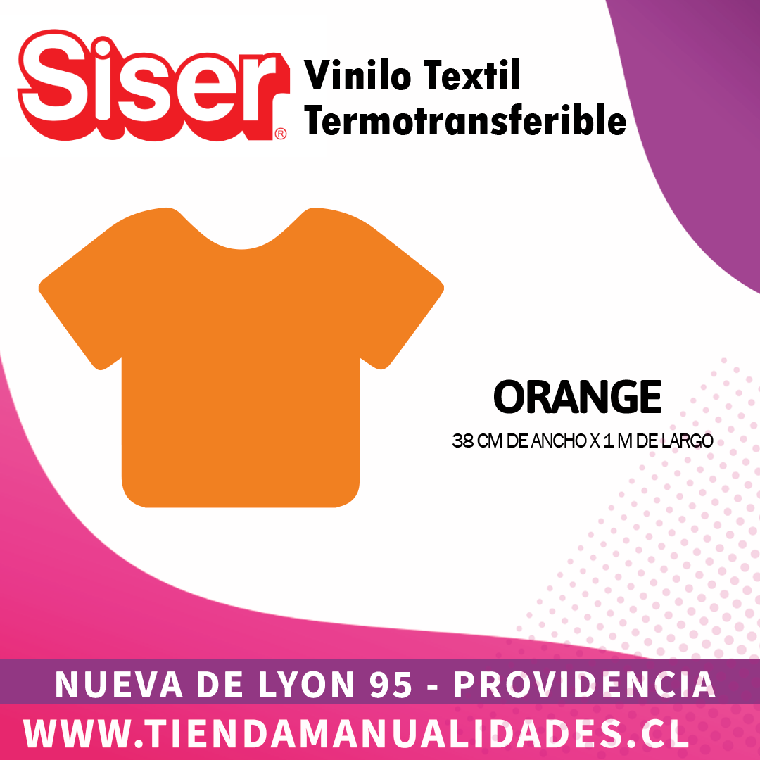 22 _Vinilo Textil SISER / ORANGE ( 38 CM X 1 M )