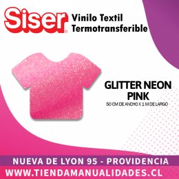 02 _Vinilo Textil SISER / GLITTER NEON PINK ( 50 CM X 1 M )
