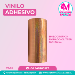VA40 Vinilo Adhesivo Holográfico Dorado Glitter 100x30cm